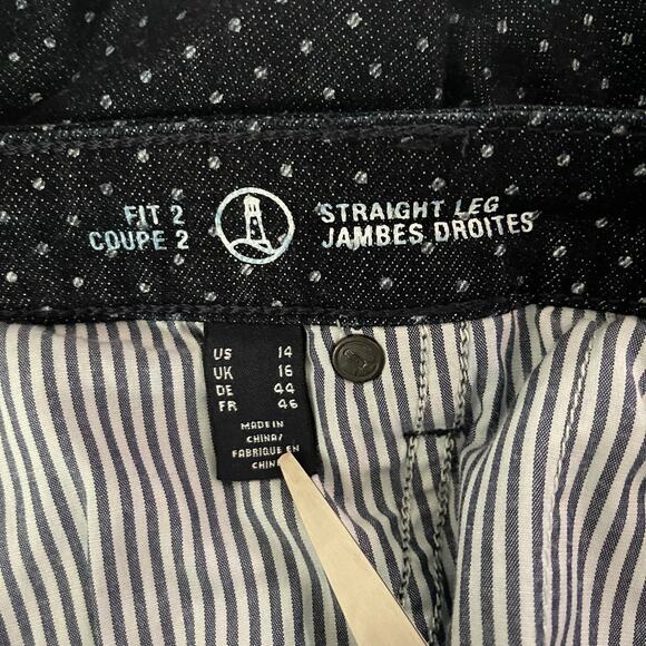 Lands' End Straight Leg Jeans Womens 14 Blue White Polka Dot Casual Denim Basic - Picture 5 of 10